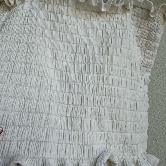 Reformation White Leonore Smocked Ruched Feminine aromantic Tank Top Size Large - Picture 2 of 8